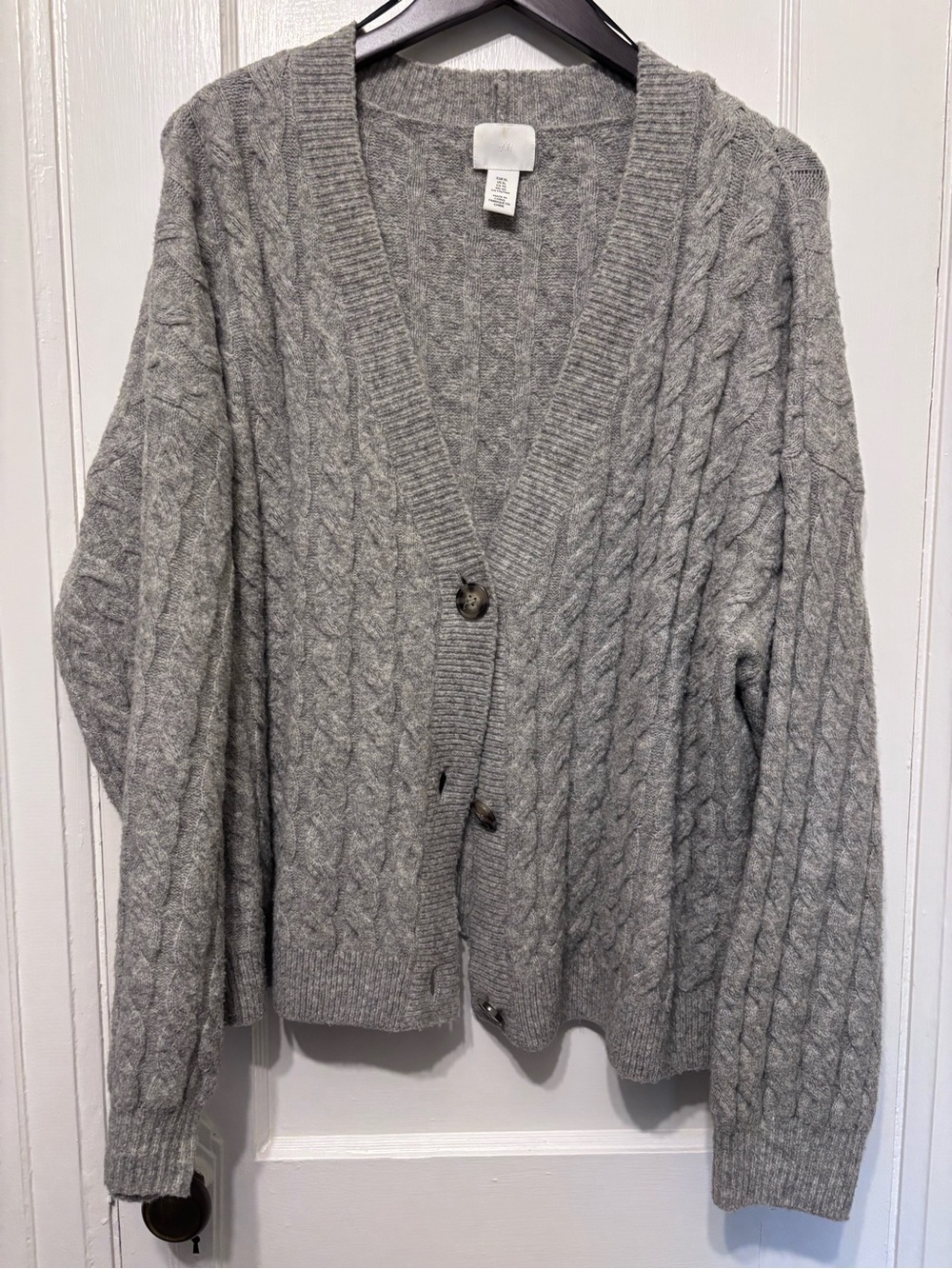 H&M Cozy Gray Cable Knit Oversized Cardigan